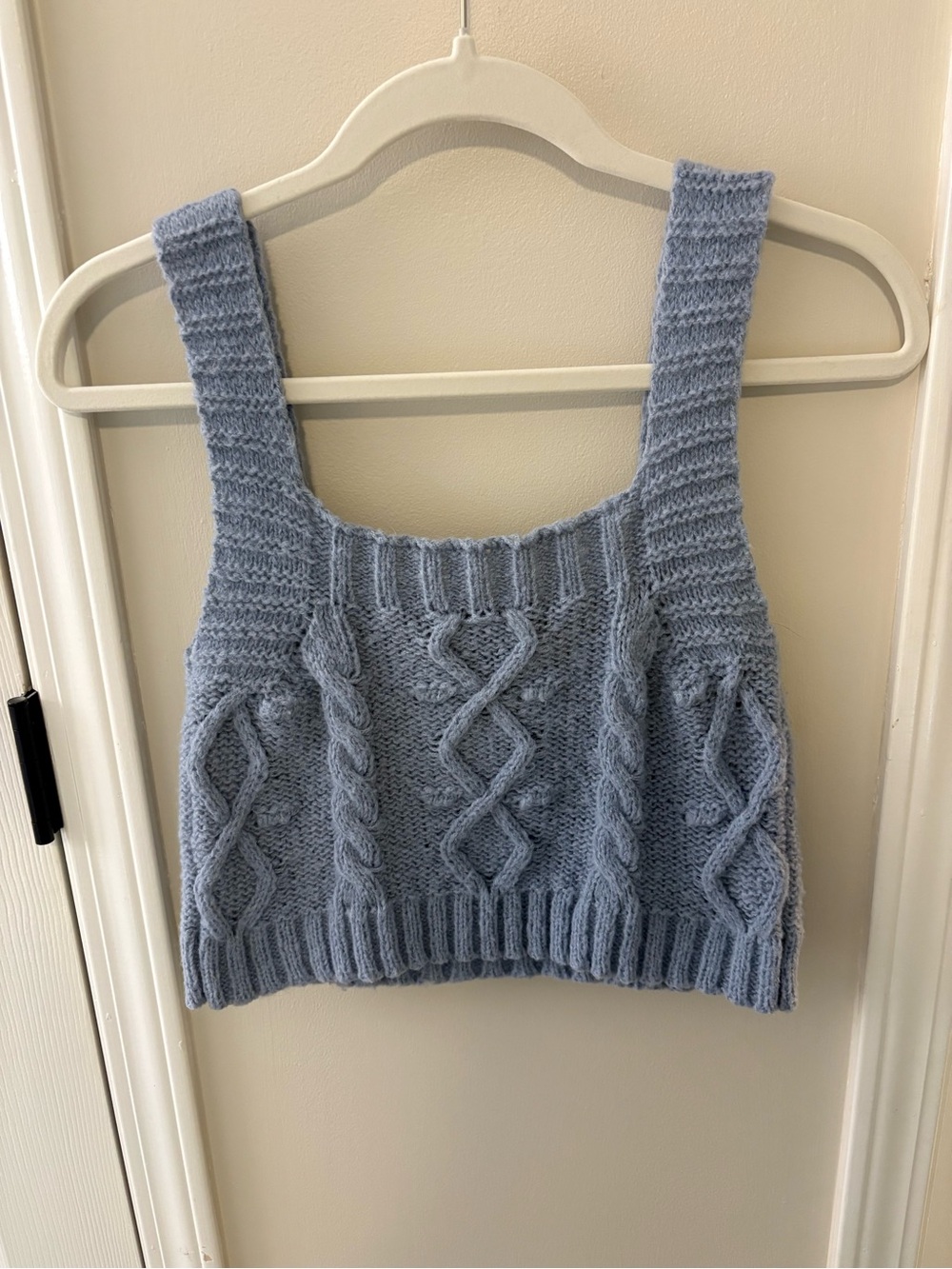 Kendall + Kylie Cable Knit Crop Tank - Light Blue